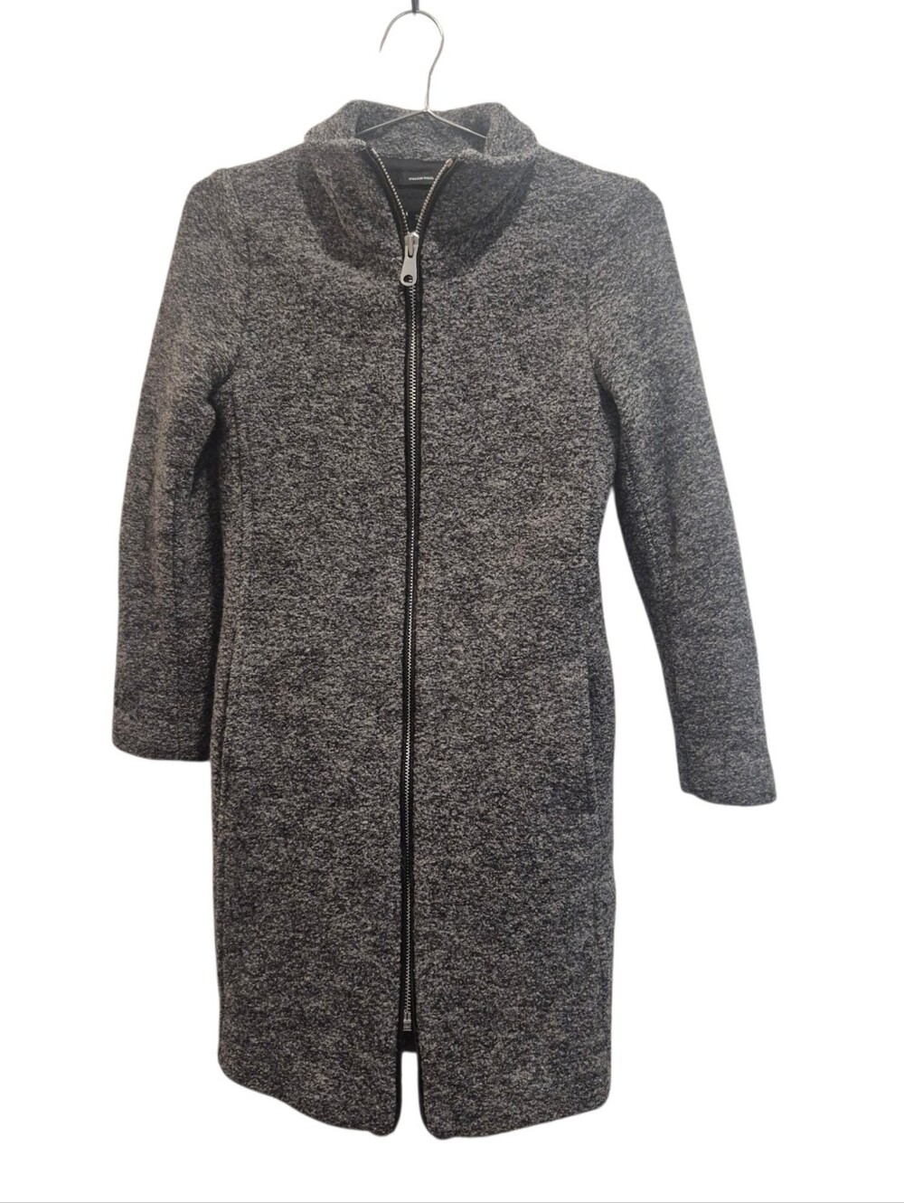 Club Monaco Italian Wool Overcoat Size XS Gray Tweed Warm Coat Jacket